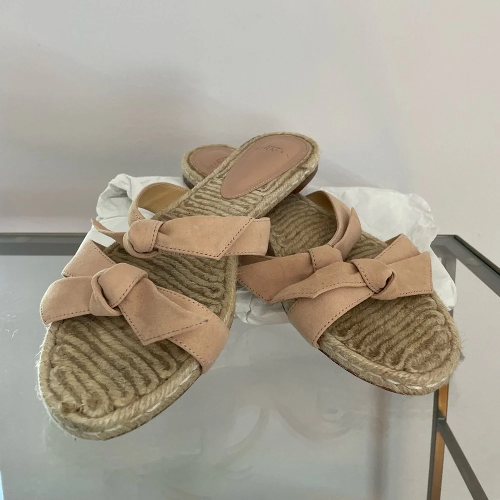 Alexandre Birman Nude Pink Espadrille Knot Slide Sandals